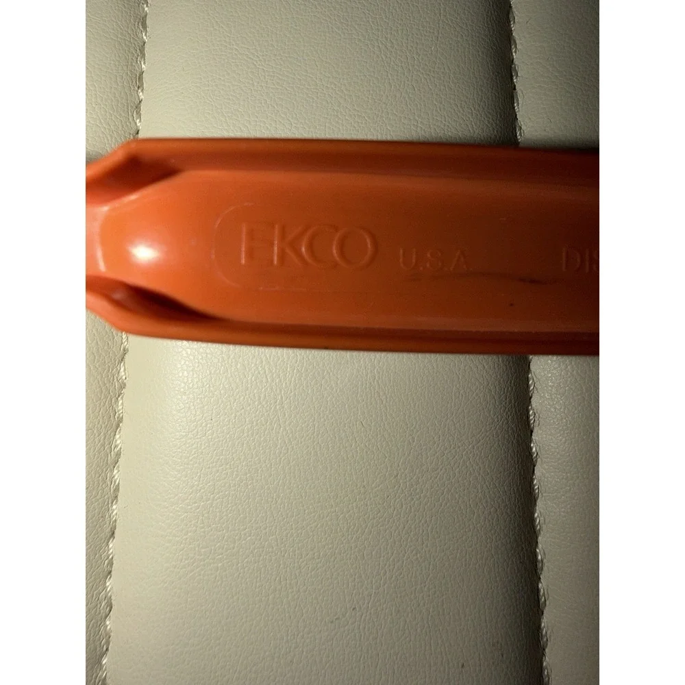 Vintage EKCO Orange Nylon Plastic Slotted Spaghetti Serving Spoon Retro